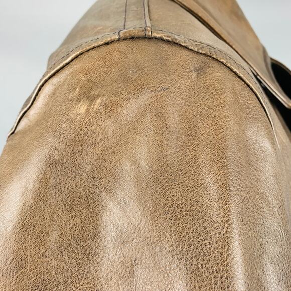 RRL by RALPH LAUREN Size XL Brown Leather Peacoat - Picture 5 of 9